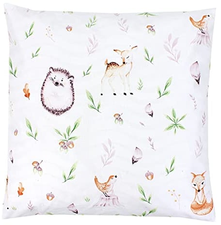 TupTam Kinder Kissenbezug Kissenhülle Dekorativ Gemustert, Farbe: Lichtung/Rehe, Größe: 80 x 80 cm