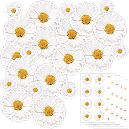 Nezyo Fahrrad Aufkleber 4er Pack Gänseblümchen Blumen Aufkleber Blumen Auto Aufkleber wasserdichte Gänseblümchen Sticker für Laptop, Auto, Handy
