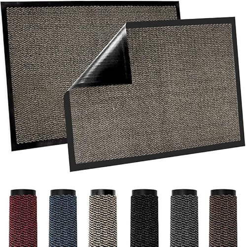 TradeXone Heavy Duty Door Mats - Indoor/Outdoor Washable Door Matts Indoor - Super Absorbent Rug with Non Slip Backing - Entrance Doormats - Front Door, Home & Office (60cm × 180cm, Beige)