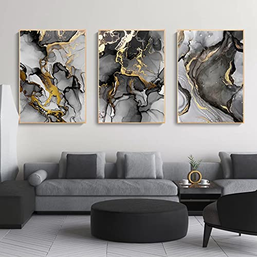 HEHGVCF Wandbilder Schwarz Grau,Home Decor Bild 50x70cm, Grau Textur Marmor Bild auf leinwand vlies,wohnzimmer Leinwandbilder Dekor Rahmenlos (C,50 x70cm)