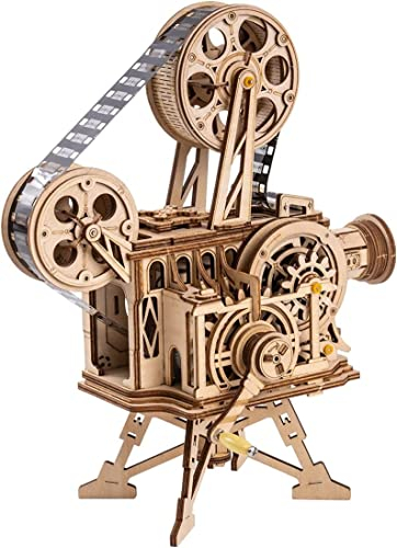 RoWood 3D Puzzle Vitascope Modellbau aus Holz mit Handkurbel- DIY Filmprojektor Holzpuzzle Bausatz Modellbausatz für Erwachsene - Geschenke zum Geburtstag und Weinachten