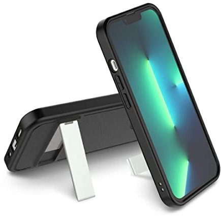 Phone Case With Stand Compatible with Iphone 14, 6.1 Inch Screen, Hands Free Viewing, Lightweight, Scratch Resistant, Shock Absorbent & Drop Protection - Black