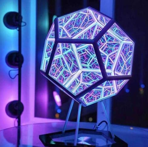 EHOTER Infinite 3D Dodekaeder Farbkunst Licht Kreative Cool Space Sicence LED Nachtlampe Infinity Spiegel Dekorative Lampe USB Ladegerät Home Schlafzimmer Desktop Dekoration