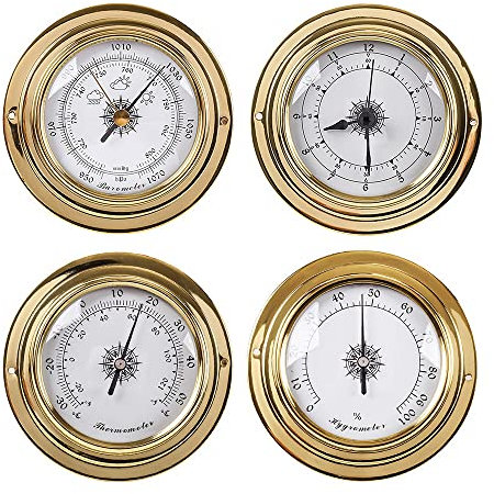 MATYASIGO 4 Pz/set Stazione Meteo Montato A Parete Temperatura Umidità Misurazione Barometro Termometro Igrometro Orologio Casa