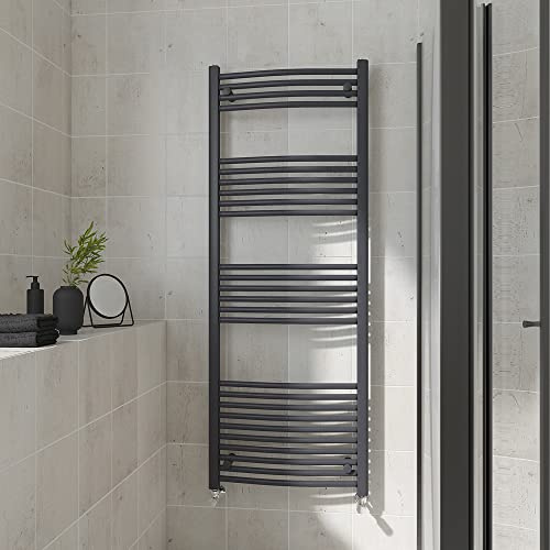 Warmehaus Curved Heated Towel Rail Anthracite Radiator 1600x600mm