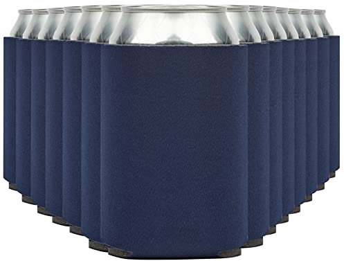 Blank Beer Can Cooler Sleeves (110-Pack) Soft Insulated Beer Can Coolies - HTV Friendly Blank Koolies in Bulk for Beer Cans & Bottles - Coolie Blanks for Vinyl Projects & Wedding Favors (Navy Blue)