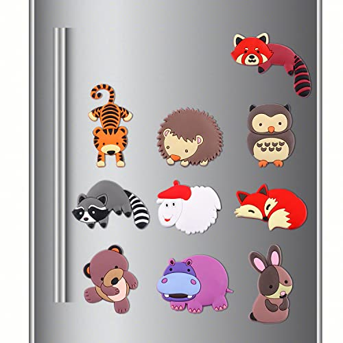 LUTER 10pcs Animal Refrigerator Magnets, Animal Magnets Cute Fridge Magnets Decorative Fox Refrigerator Magnet Rabbit Owl Refrigerator Magnet for Whiteboard, Fridge Home Decor Kids Education