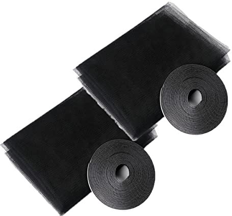 1/2pcs DIY Fly Moskito Window Screens Insect Window Net Mesh Indoor Bug Moskito Net Easy To Fit with Tape Textile-2pcs schwarz