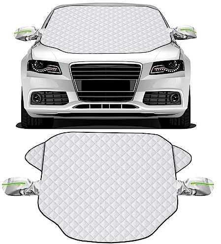 Frontscheibenabdeckung, Autoscheibenabdeckung, Scheibenabdeckung Auto Winter mit Magnet, Sonnenschutz Auto Frontscheibe Faltbar mit Seitenansicht Spiegel Abdeckung für Autos SUVs 193×126cm