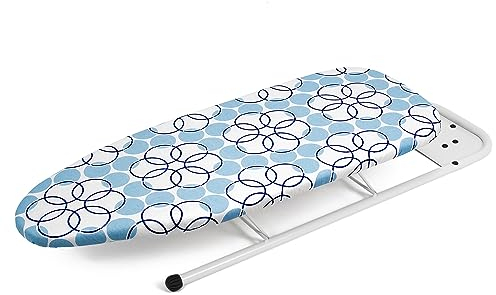 Duwee Tavolo da stiro con poggiaferro, piccolo asse da stiro resistente al calore copertura con spessa feltro pad, design compatto e leggero, bianco, 32x82cm (cerchio)