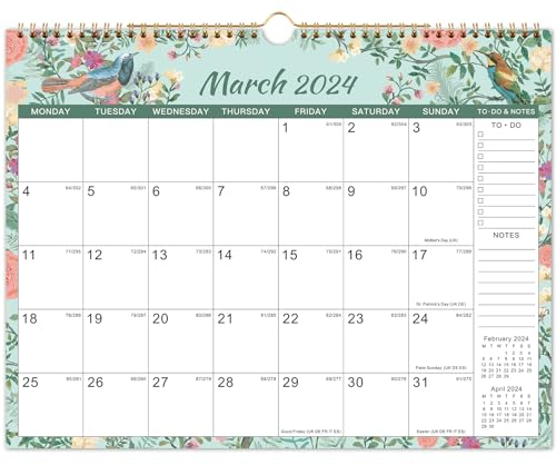 Kalender 2025-2026 - Wandkalender 2025-2026 UK, 18 Monatsansicht Kalender, Notizen & To-do, Doppeldrahtbindung, Aufhängehaken, Jul. 2025 - Dez. 2026, 37,6 x 29 cm