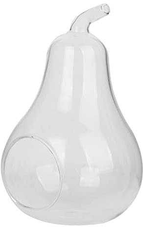 Jarrón colgante de cristal con forma de pera, cristal resistente al calor, 14 x 9 cm, transparente, hecho a mano