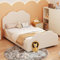 ZYLOYAL10 Polsterbett Kinderbett 90 x 200 cm hohes Geländer-Kinderbettgestell mit wolkenförmigem Kopf- und Fußteil. Einzelbett in hautfreundlichem Samt (Beige)