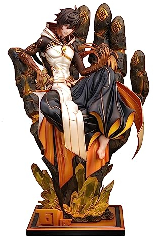 Gooyeh Zhongli PVC Statue Ornamente - Anime Spiel Figur Sitzend Gott Kostüm Landschaften Umgebung Aktion Modell Sammlung Heimdekoration Geschenke 26cm