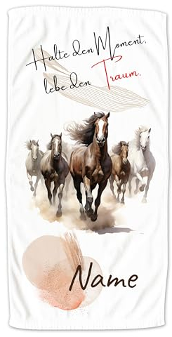 GRAZDesign Handtuch Pferde mit Spruch und Name personalisiert Badetuch, Saunatuch für Kinder und Erwachsene, in Zwei Größen - 140x70cm