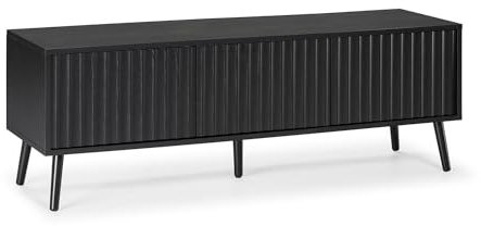 HOMN LIVING Mueble TV Lluvia 3 Puertas Color Negro, 130 cm (Ancho) 40 cm (Profundo) 45 cm (Altura)