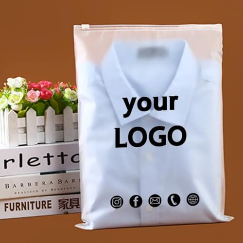 gorm Personalisierbare Aufbewahrungstaschen, für Zuhause, Kleidung, Hemden, Business, kleine Unternehmen, Verpackung, Produkttaschen, drucken Sie Ihr eigenes Logo (18 x 20 cm), 50 Stück