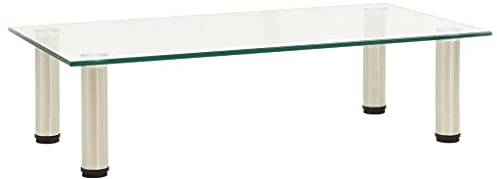 HETFTJN Table TV, meuble d'angle, meuble TV, table de salon, armoire murale, convient pour les petits espaces, salon, chambre à coucher, TV, 60 x 35 x 17 cm, verre trempé transparent