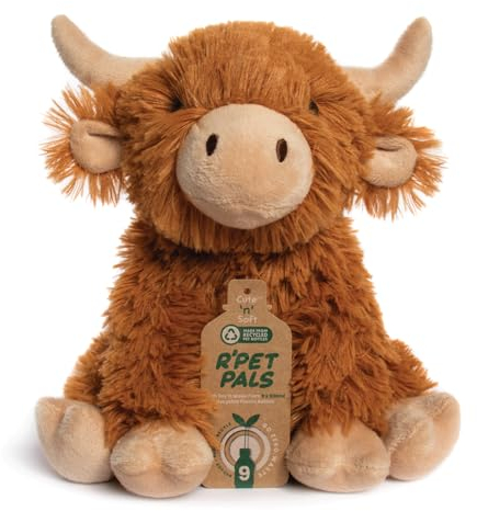 L & P Home & Gifts Lesser & Pavey Rpet Pals Hughie Sitting Cow Teddy For Kids | Made Up of Recycled Bottles | Stuffed Animal Soft Toys | Ideal For Birthday or Baby Gift