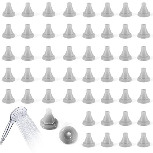 CHENNAN 50 pezzi Ugelli di Ricambio per Soffione Doccia, Doccia in Silicone Ugello Per Testa in Silicone, Ugello in silicone, per Soffione Doccia Sostitutivi Per Spruzzo Ugello In Riparazione (Bianco)