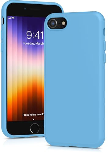 YATWIN Cover per iPhone SE 2022/2020, Custodia in Silicone Morbido con Tagli di Precisione per Fotocamera, Design Ultra Sottile, Protezione 360° con Bordi Rialzati, Blu Cielo