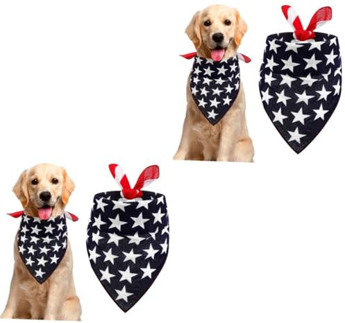 MERRYHAPY 2 Stück Usa-Flagge Haustier-Halskette Hundehalsband Lätzchen Mittelgroßer Großer Hundeschal Dreiecksform Stilvoll Für Geburtstagsanlässe