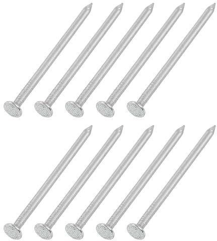 sourcing map 100Pcs Small Hardware Nails, 2.5 x 50mm Carbon Steel Round Head Nail Common Finishing Nail for Household Woodworking Picture Hanging DIY Projects, Silver Grey