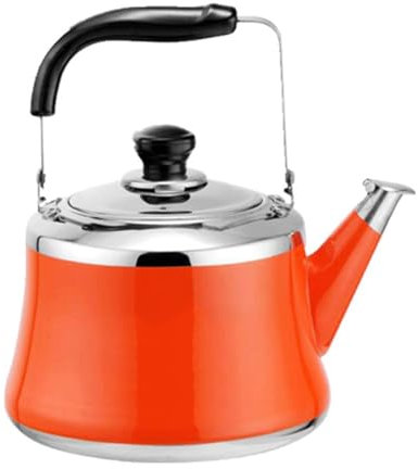 MAIJED Stainless Steel Tea Pot - Fast Boiling, Stovetop Agnostic,Tea Pots for Stove Top Food Grade Stainless Steel, Loud Whistle Kettle for Stovetop,Large Capacity Fastest Boiling.,6L,Orange