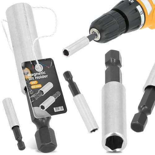 Magnetische Halterung HEX 1/4'' Magnethalter Bithalter Bit-Verlängerung Gesamtlänge 60 mm Stahl Adapter Schraubendreher Bitaufnahme Halter