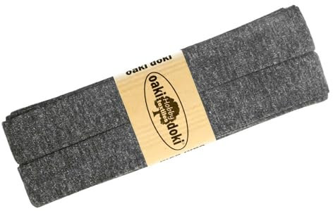 Schrägband Jersey 3m Breite 20mm Oaki Doki Tricot de Luxe Einfassband elastisch über 80 Farben, Farbe:graphit meliert