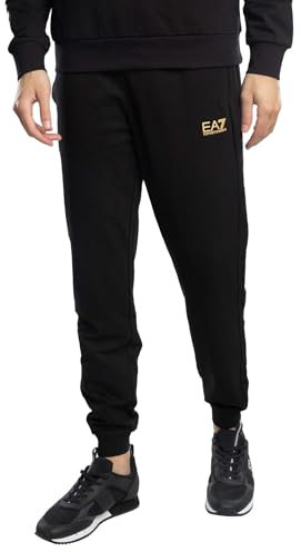 EA7 Herren Schmale Jersey-Jogginghose, Black/Gold, M