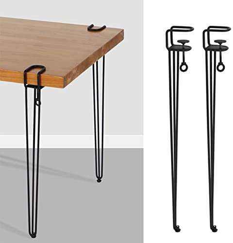SJKJNK Metal Table Clamp Legs,Adjustable Iron Furniture Legs,F-Shape Punch-free Hairpin Legs,Outdoor Camping Coffee Table Dining Desk Diy Detachable Table Legs,with Floor Protectors (75cm,2pcs)
