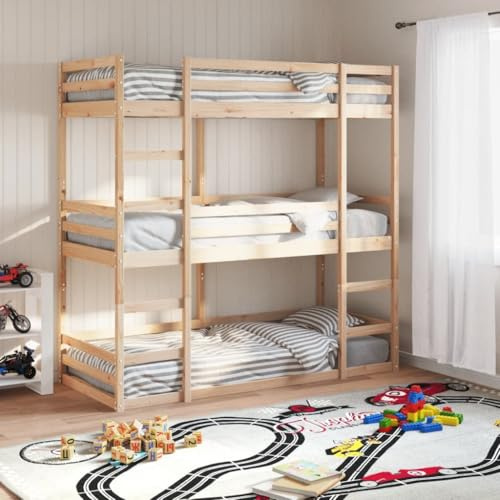 Willood Dreifach-Etagenbett 90x200 cm Massivholz Kiefer