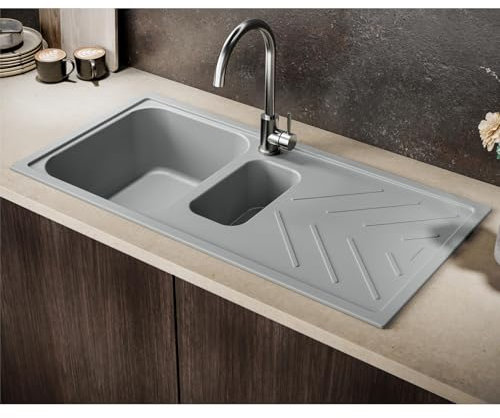Reginox Calvi 15GR 1.5 Bowl Graphite Grey Granite Kitchen Sink with Wastes