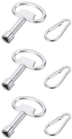 QUARKZMAN 3 Pcs Cle Triangle Poubelle, Poubelle en Métal avec Clé Triangulaire et Porte-Clés (Argenté)