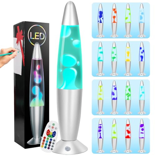 FBSPORT lavalampe kinder Lavalampen 17 Farbe wechselnde Lampe LED Nachtlicht Nachttischlampe entspannende Home Decor Wohnzimmer Büro Lampe für Erwachsene Teens Kinder
