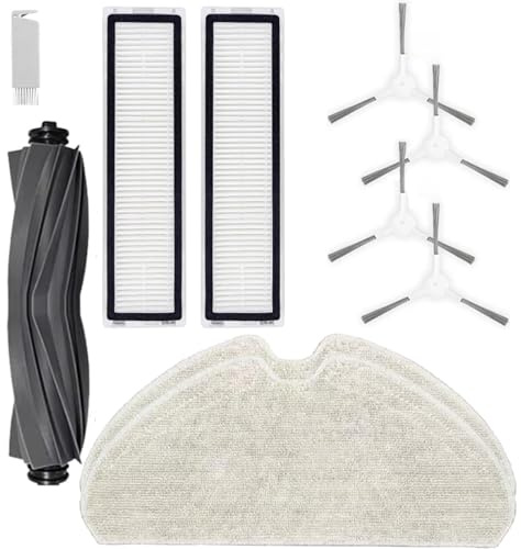 Paquete de 10 piezas de repuesto para robot aspirador Dreame D9 Max Gen2/D10S Pro/D10S, las piezas de repuesto incluyen 1 cepillo principal, 2 paños de fregona, 2 filtros HEPA, 4 cepillos laterales, 1