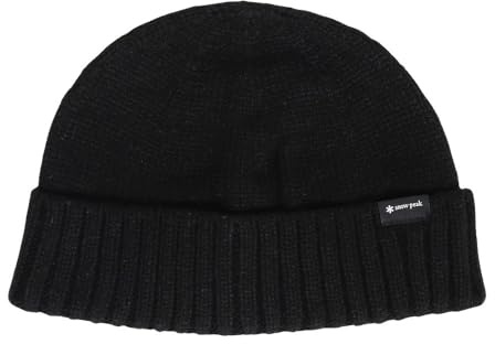 Snow Peak New Standard Knit Cap, Black Knitted Beanie Hat (UK, Alpha, One Size, Black)