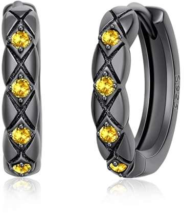 Schwarze Creolen 925 Sterling Silber Punk Ohrringe | Minimalistische schwarze Huggie Creolen Punk Stil moderner Alltagsschmuck für Damen Herren
