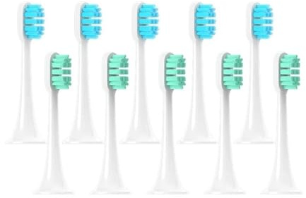 Ersatzbürstenköpfe, kompatibel mit Xiaomi Mijia T300/T500/T700, for elektrische Zahnbürsten mit Kappen, versiegelte Verpackung, weiche Köpfe(5Green5Blue)