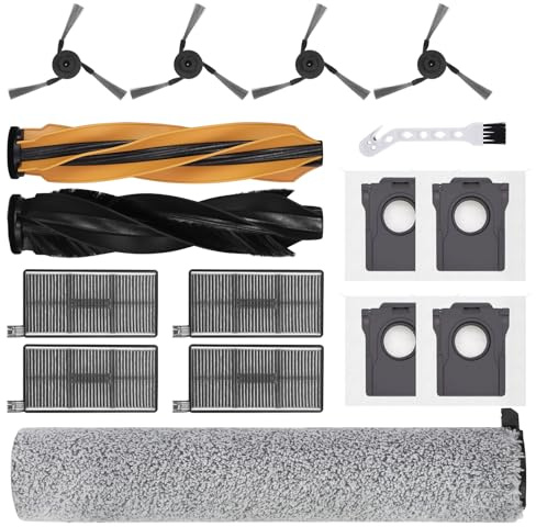 VIEWALL Zubehör für Dreame Aqua10 Ultra Roller Complete Saugroboter,Zubehörset mit 1 Hauptbürste,1 Rollenmopp Pad,4 Staubbeuteln,4 Seitenbürsten,2 Filter,1 Reinigungsbürste