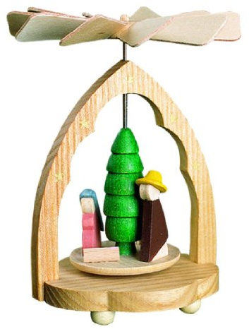 Weihnachtspyramide Erzgebirge Richard Glässer Seiffen Wärmespiel Christi Geburt bunt, 01706