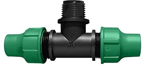 GF 06600 Raccord pour Tuyau avec 2 Têtes + 1 Sortie Mâle Noir 16 mm