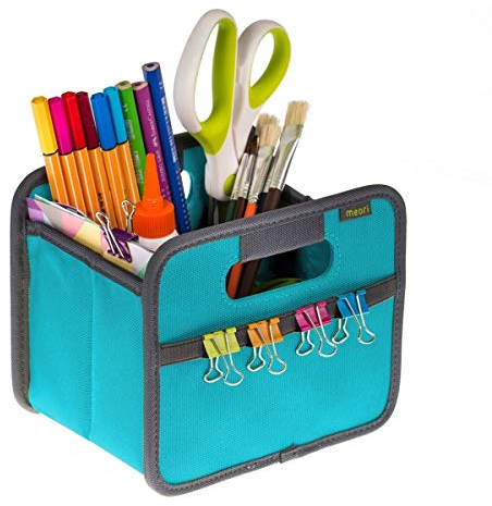 meori Faltbox Mini in Azurblau – Kleine Klappbox mit Griffen – Geschenkidee und Allzweck Aufbewahrungslösung - A100100 - 16,5 x 12,5 x 14 cm