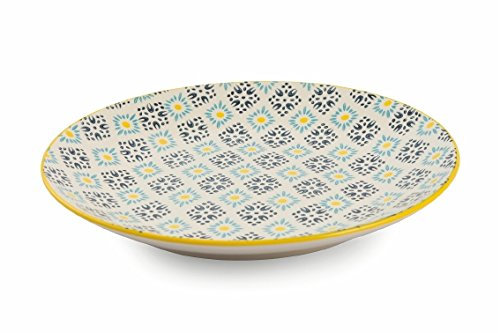 Villa d'Este Home Tivoli Bohochic Piatto Tondo, Porcellana, Blu, 33x33x4 cm