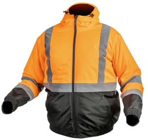 Högert Technik - Arbeitsjacke Herren OKER, Reflektierende Jacke Wattierte, Warn Pilotenjacke Herren, Winddichte Warnjacke mit Polyester-Isolierung, 3 in 1 Jacke, Orange - Größe XXL