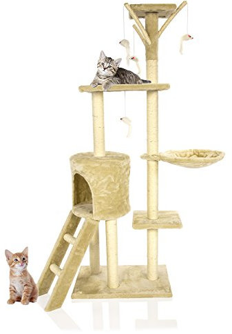 COZY PET Cat Tree 148cm Large Multi-Level Cat Tower, Heavy Duty Natural Sisal Scratching Posts, Stable Climbing and Activity Centre, Kitten Tree Tower for Indoor Cats | CT06-Lt Beige