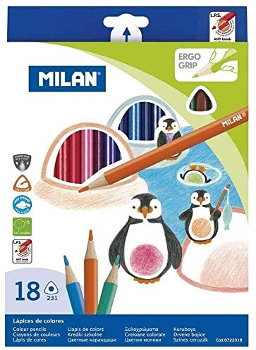 Milan Caja 18 Lápices De Colores Triangulares 231 Nuevo, Klein, Weiß