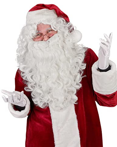 Weihnachtsmann Perücke mit Bart für Erwachsene - Weiß