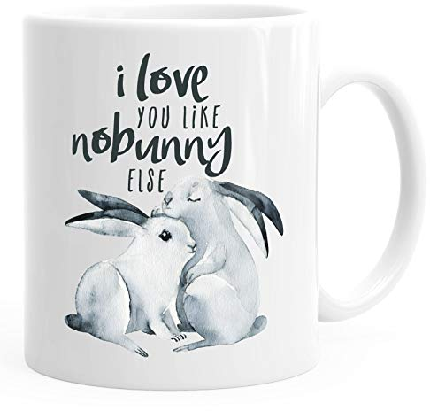 Kaffee-Tasse Hase I love you like nobunny else Geschenk Liebe Spruch Liebespruch Wortspiel MoonWorks® weiß unisize